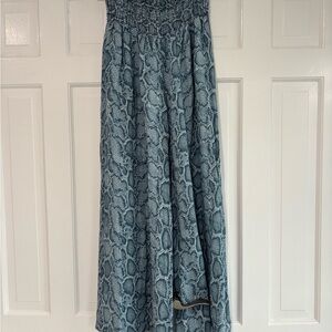 Stunning Blue Snake Print Palazzo Wide Leg Pants.